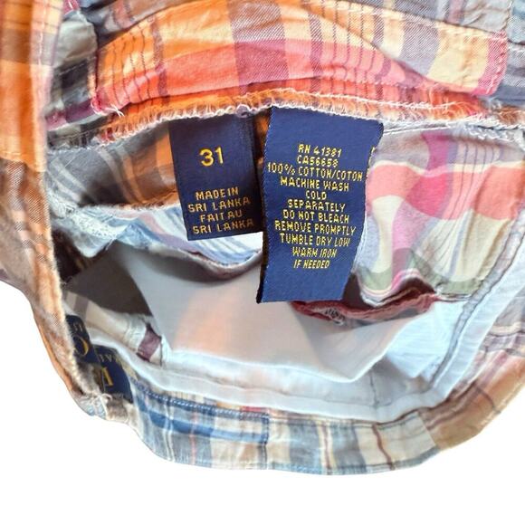Polo Ralph Lauren Sz 31 Patchwork Madras Shorts Preppy Spring Summer Heritage - Picture 4 of 7